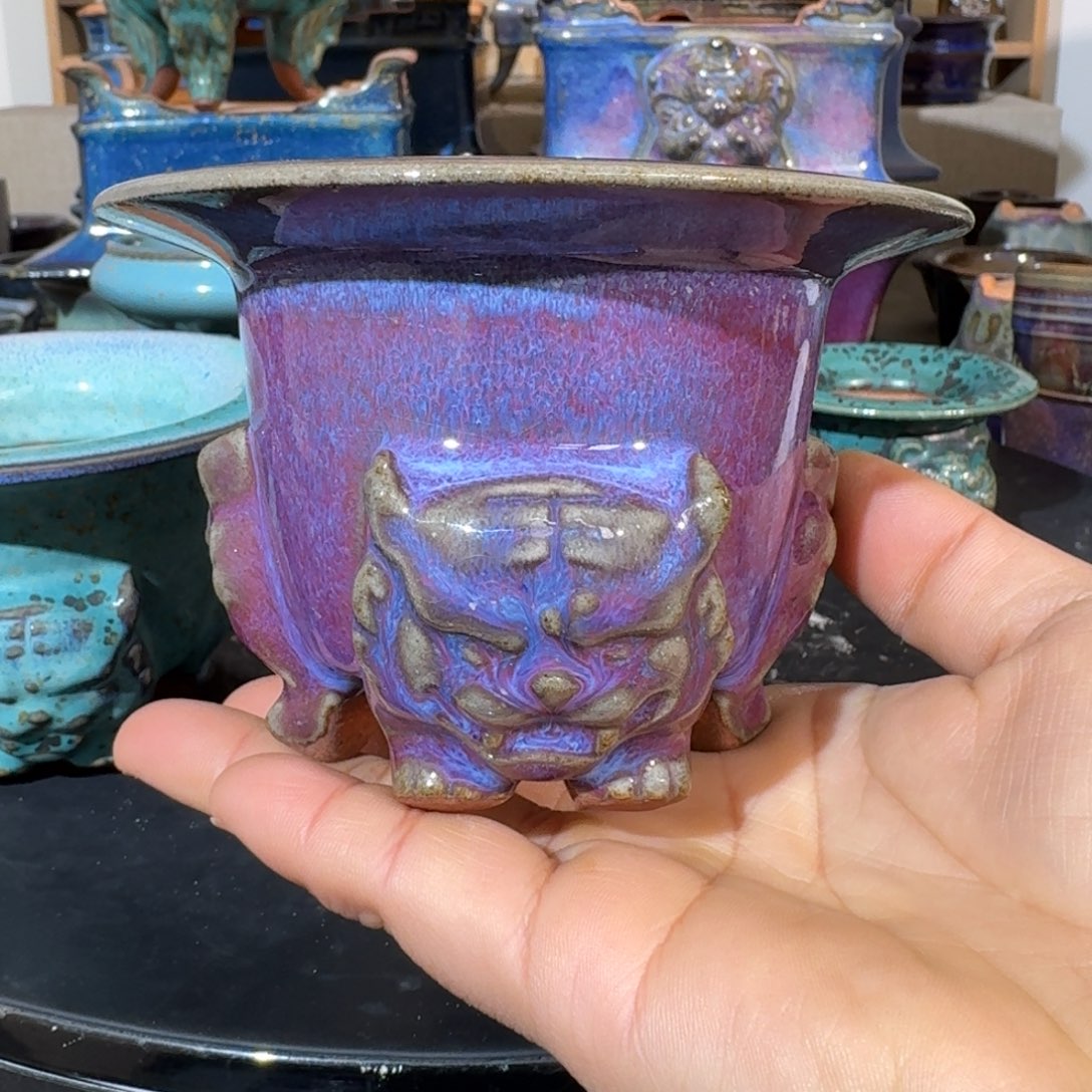 彭***响陶摆件觉象钧创盆景微瑕