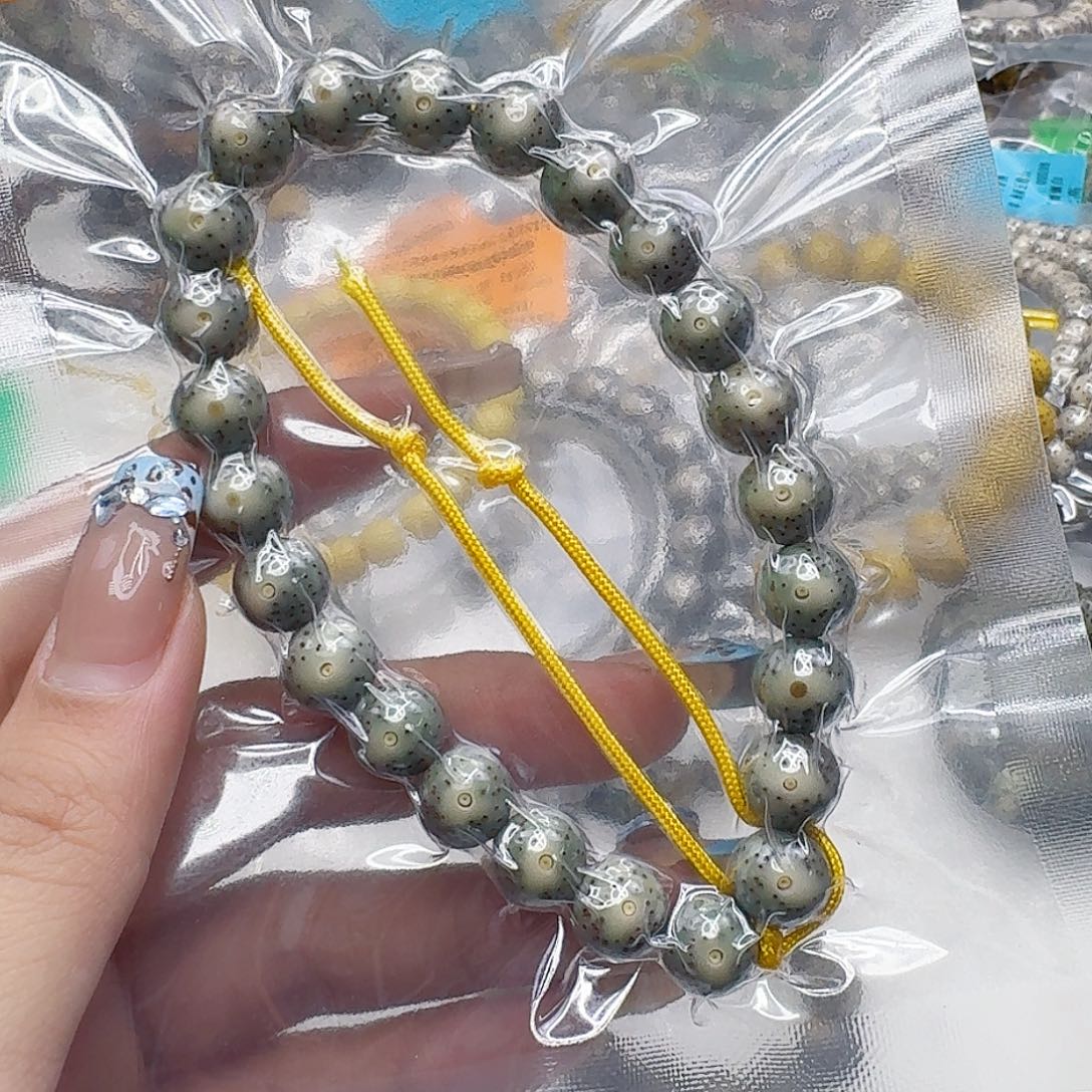 星月菩提手串52殿堂卡姿兰绿包白星月菩提10圆手持