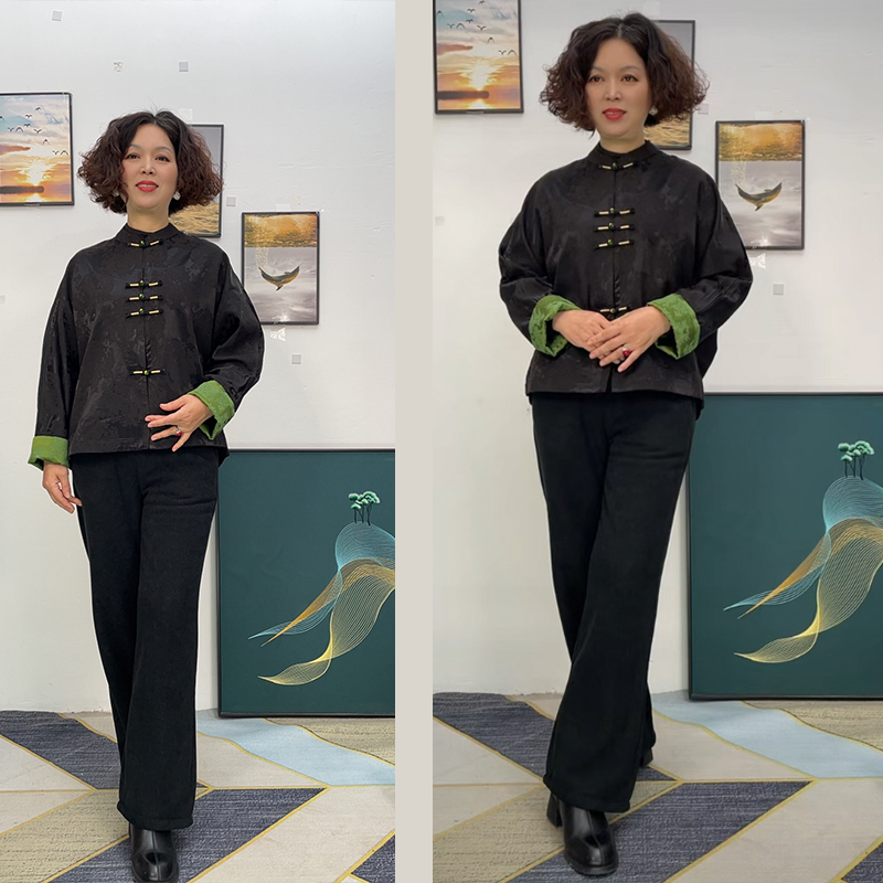 新款春秋款立领长袖国风上衣时尚中式外套中国风