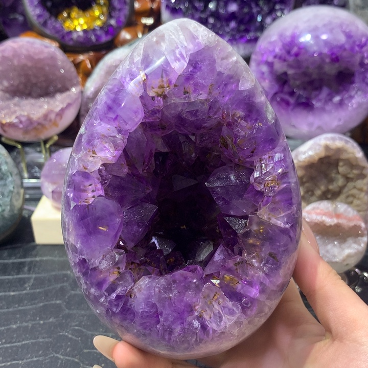 紫晶珠宝半成品未镶嵌全抛紫钛晶龙蛋