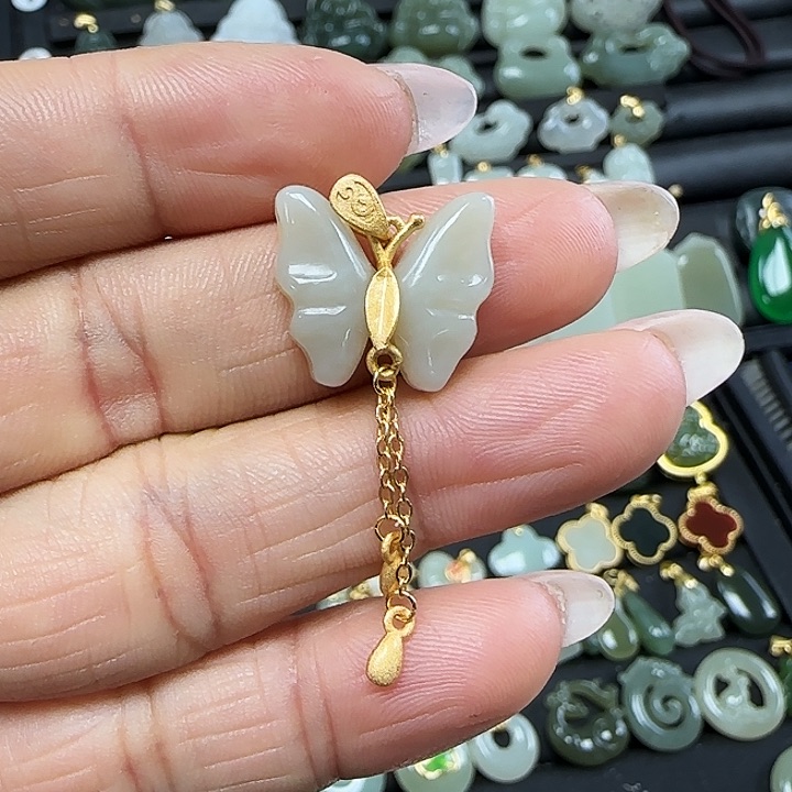 和田玉吊坠(不含链)银S925镶嵌