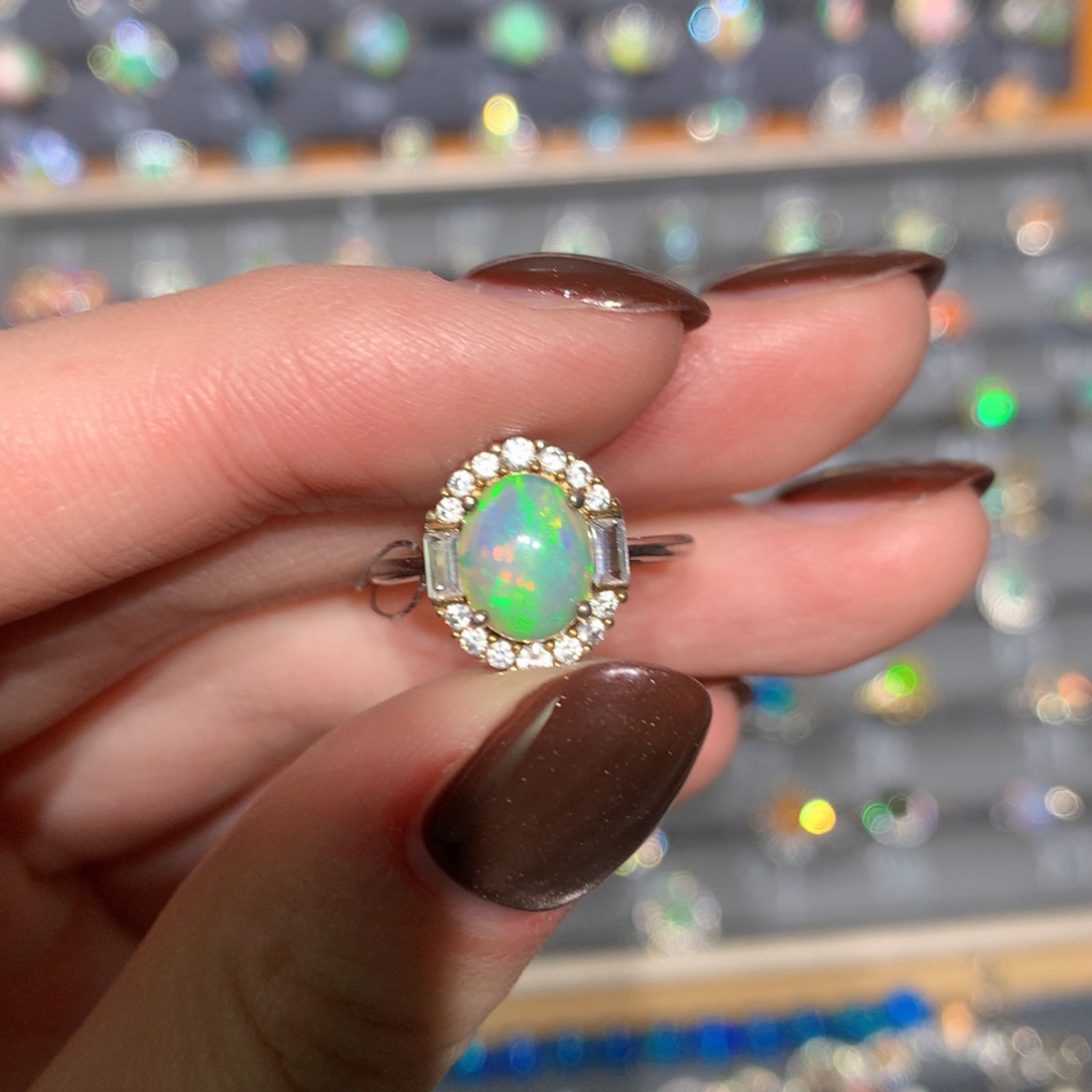 银S925镶嵌欧泊戒指t