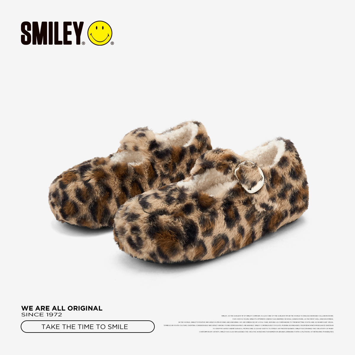 SMILEY笑脸冬季加绒勃肯鞋女鞋增高厚底圆头玛丽珍鞋时尚毛绒鞋子