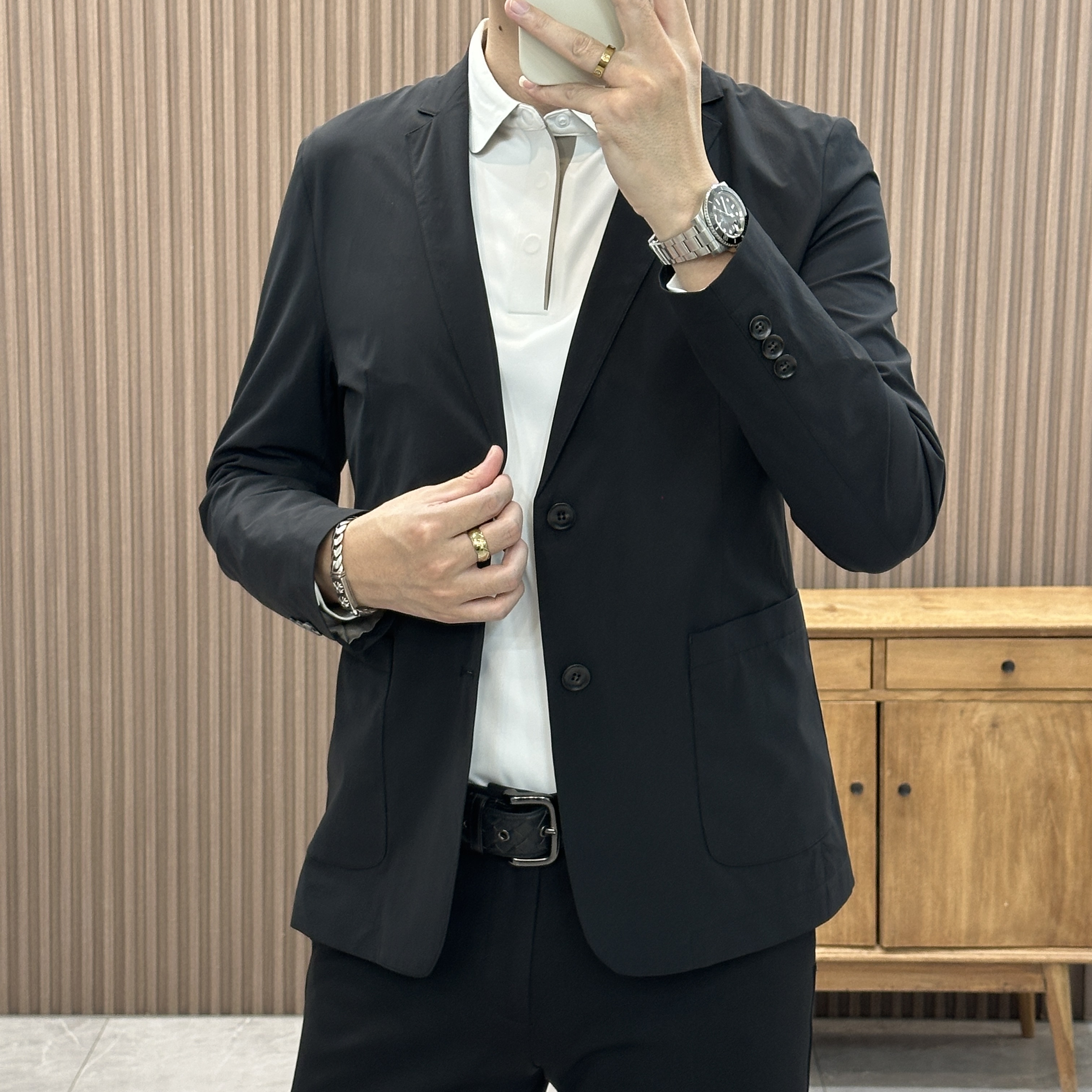 男士时尚休闲薄款纯色欧若风商务简约高级感春夏上衣行政商务0115