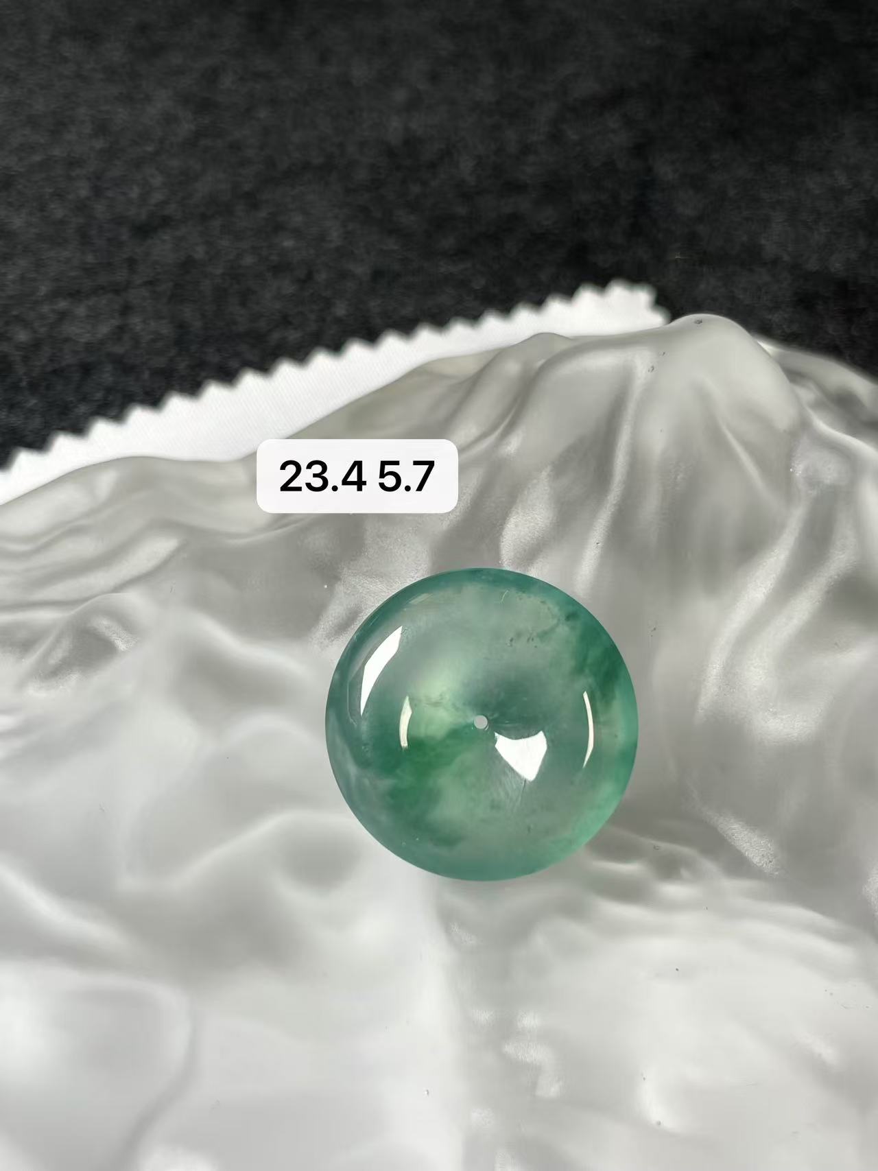 天然a货缅甸翡翠玻璃底飘绿花平安扣吊坠