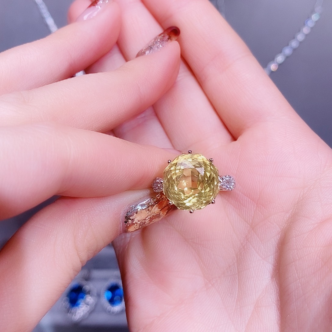 黄晶戒指银S925镶嵌1212