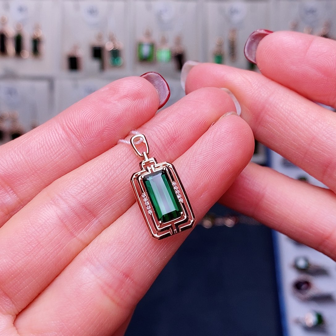 碧玺吊坠碧玺18K金镶嵌