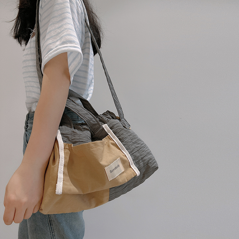 三色补丁拼色云朵包通勤简约文艺百搭单肩包小清新小众设计斜挎包