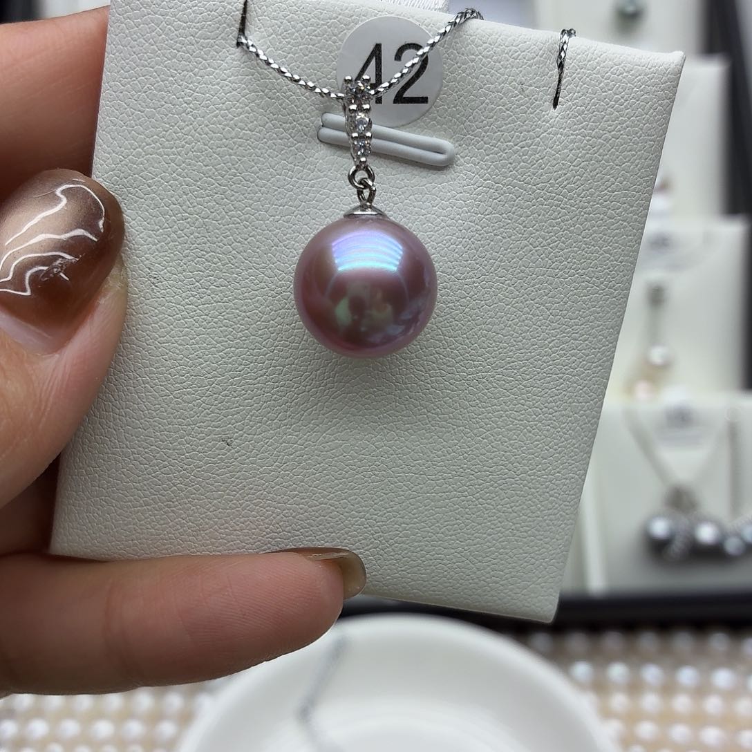 银珍珠吊坠13-14紫色