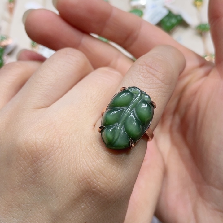 和田玉戒指银S925镶嵌