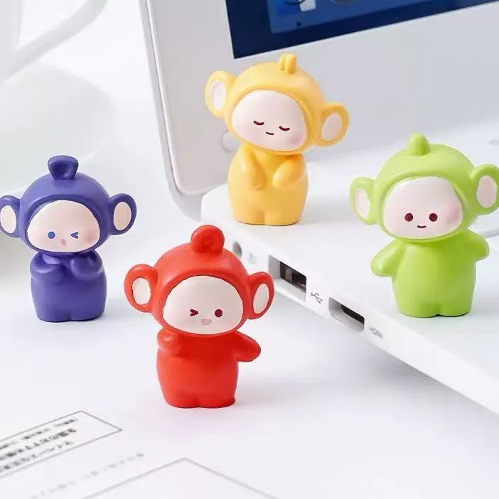 【四色宝宝】九宫格+许愿+对碰实色可爱卡通树脂萌粒公仔摆件