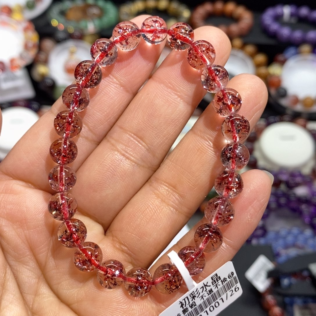 水晶手串未镶嵌冬**阳老矿金草莓7➕