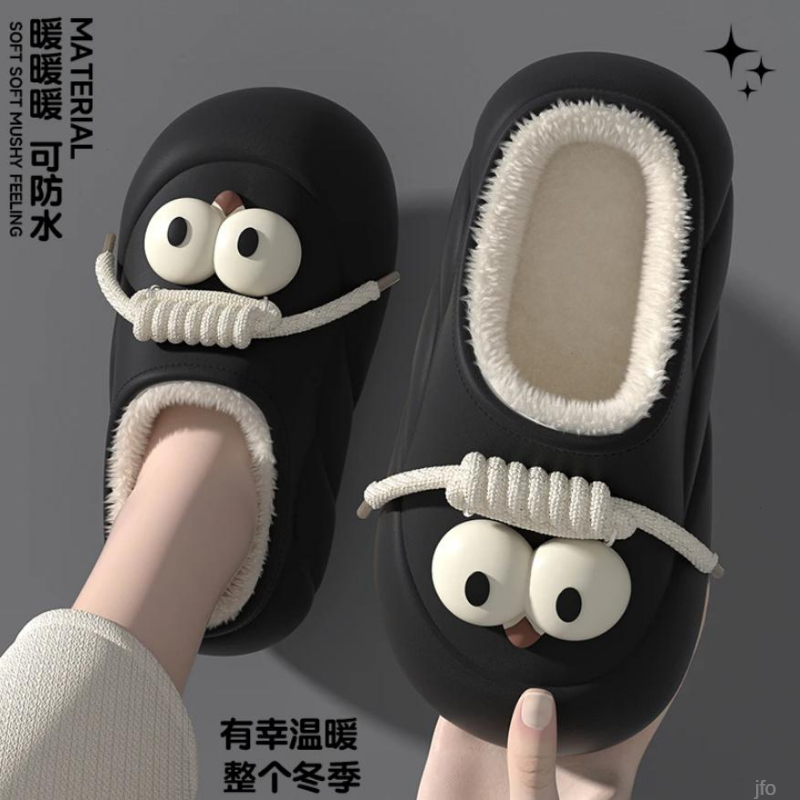 高颜值可爱防水棉拖鞋女防滑室内居家用棉鞋女秋冬外穿保暖厚底