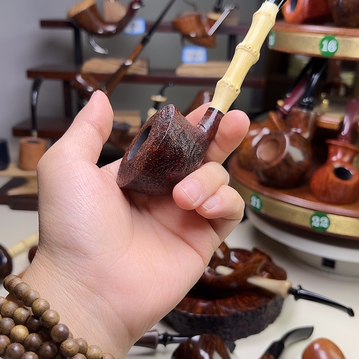 进口石楠木的竹节平底锅斗