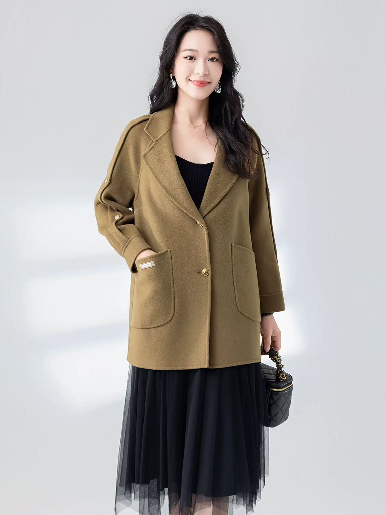 C150  新款设计感韩版百搭双面大衣RS-SY24D23303