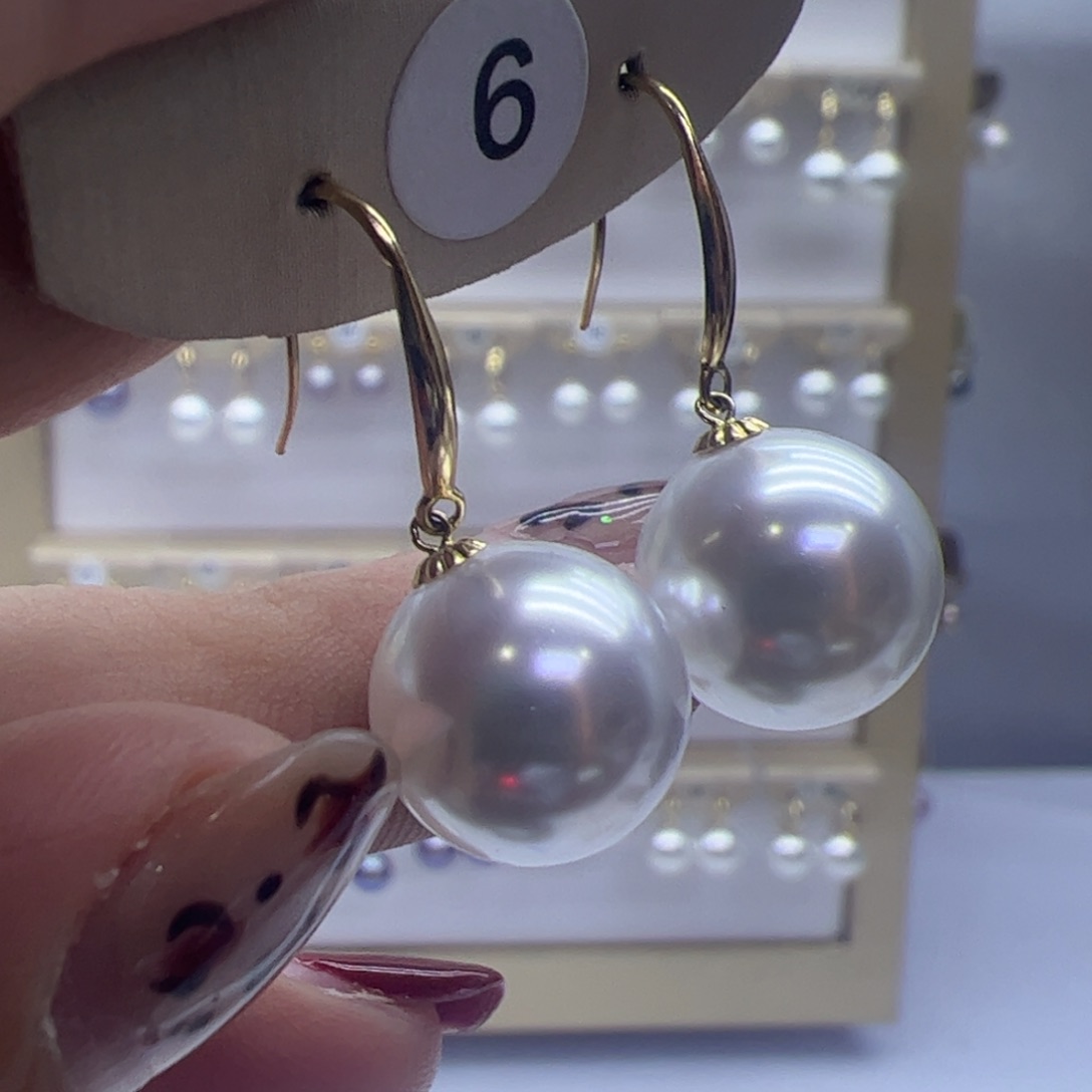 淡水珍珠耳饰18K金镶嵌