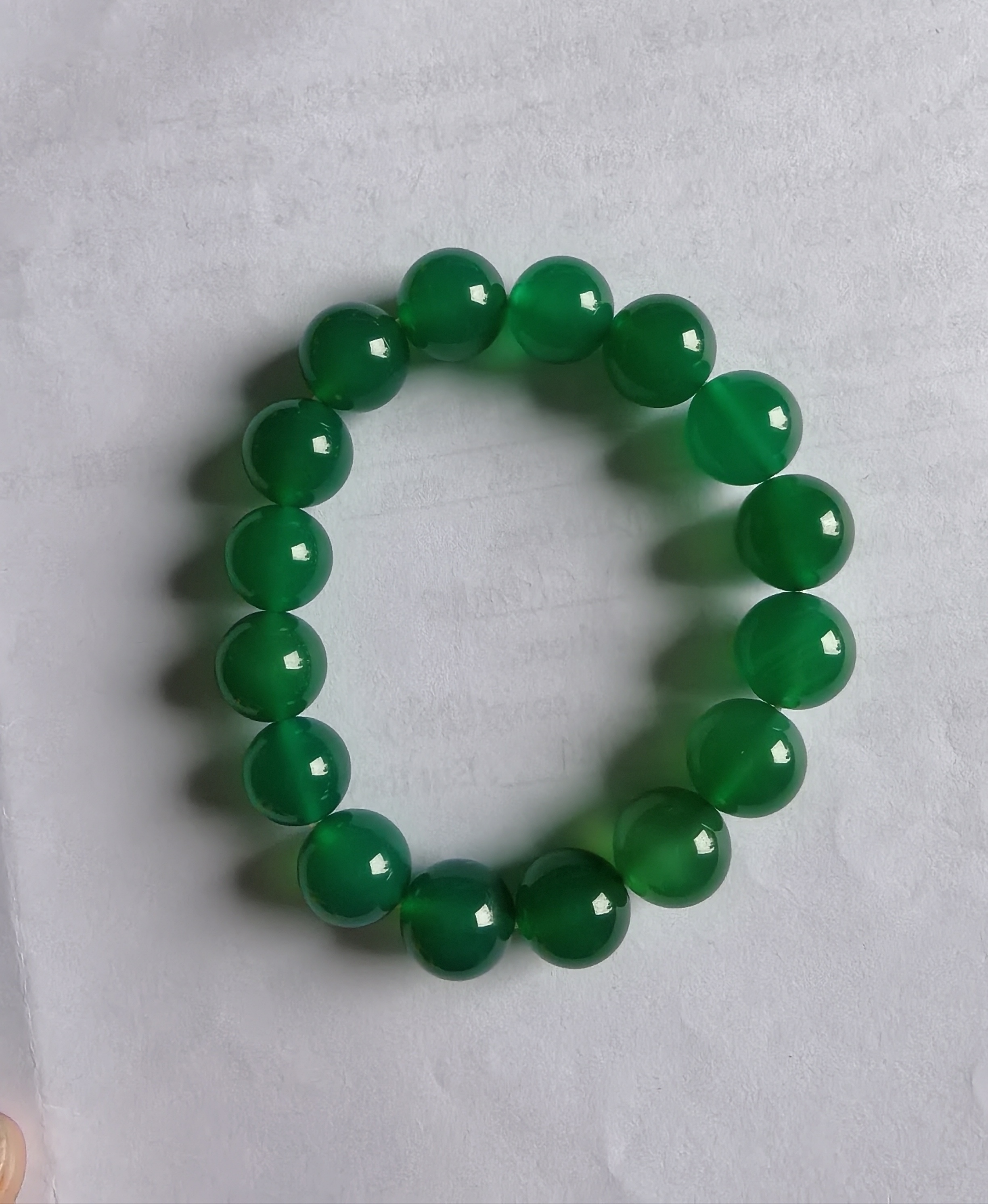 天然玉石玉髓玛瑙绿色手串卡12mm男女款手链手串