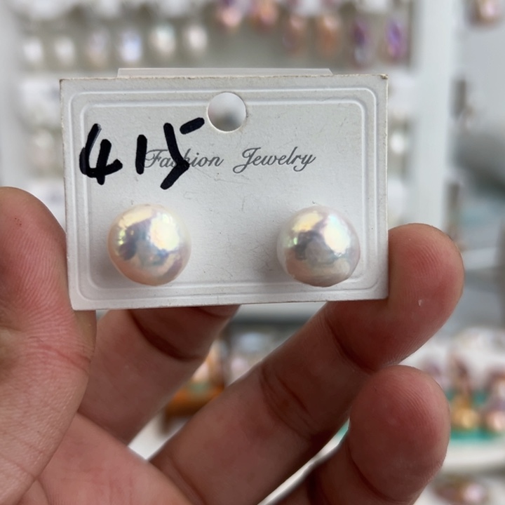 淡水珍珠耳饰银S925镶嵌C*?