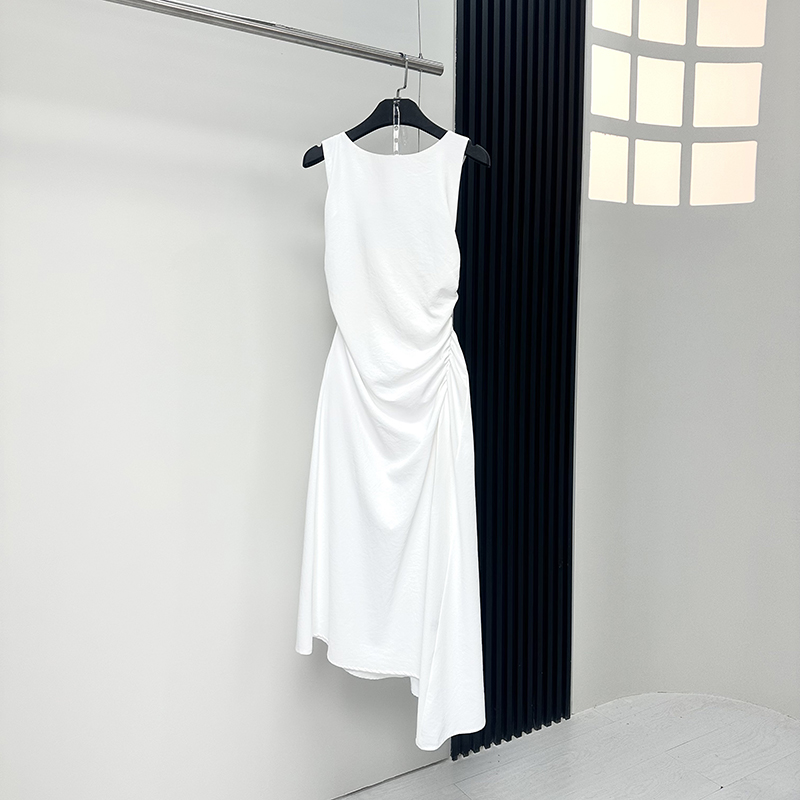 白色连衣裙女长款2025夏季新款时尚气质名媛简约收腰高腰长裙女裙
