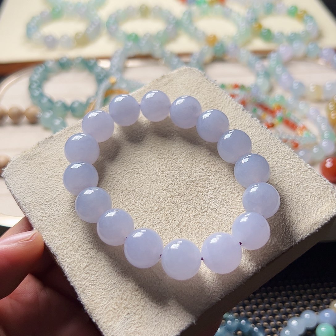 翡翠未镶嵌手链12mm紫罗兰