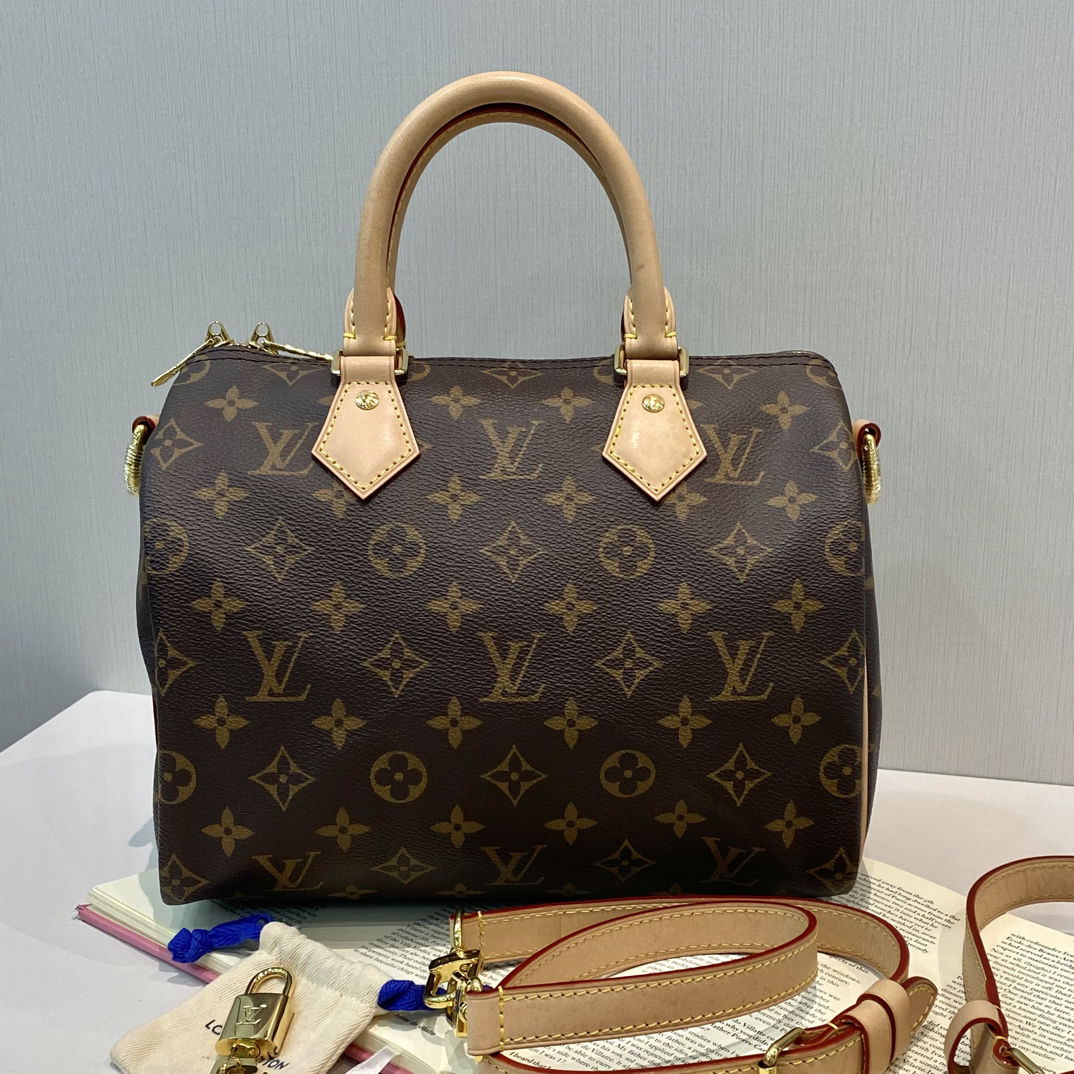 95新 LouisVuitton/路易威登 老花speedy25芯片 肩带款 