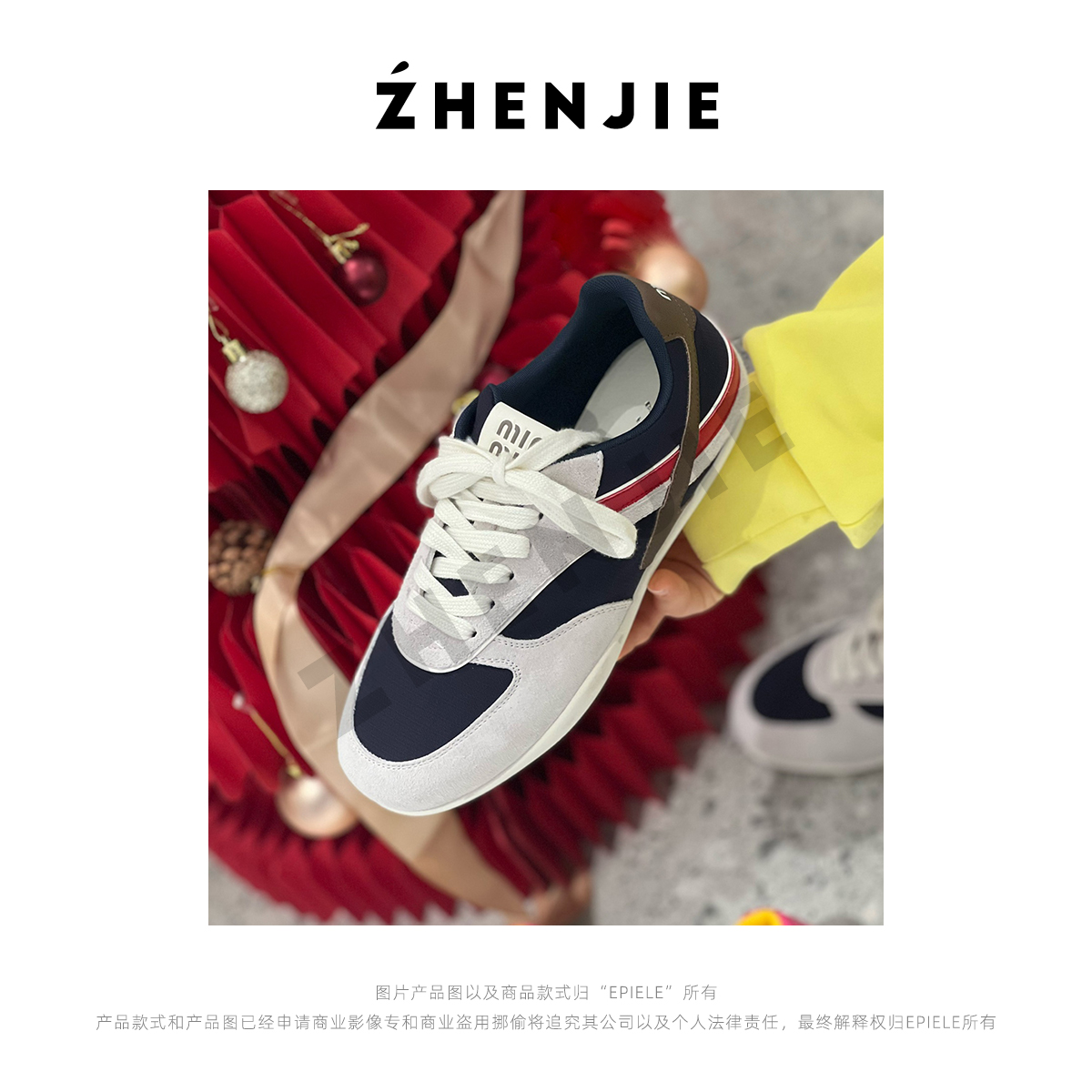 【珍姐】时尚百搭 牛皮+牛反绒拼色真皮透气德训鞋运动休闲鞋DC5506