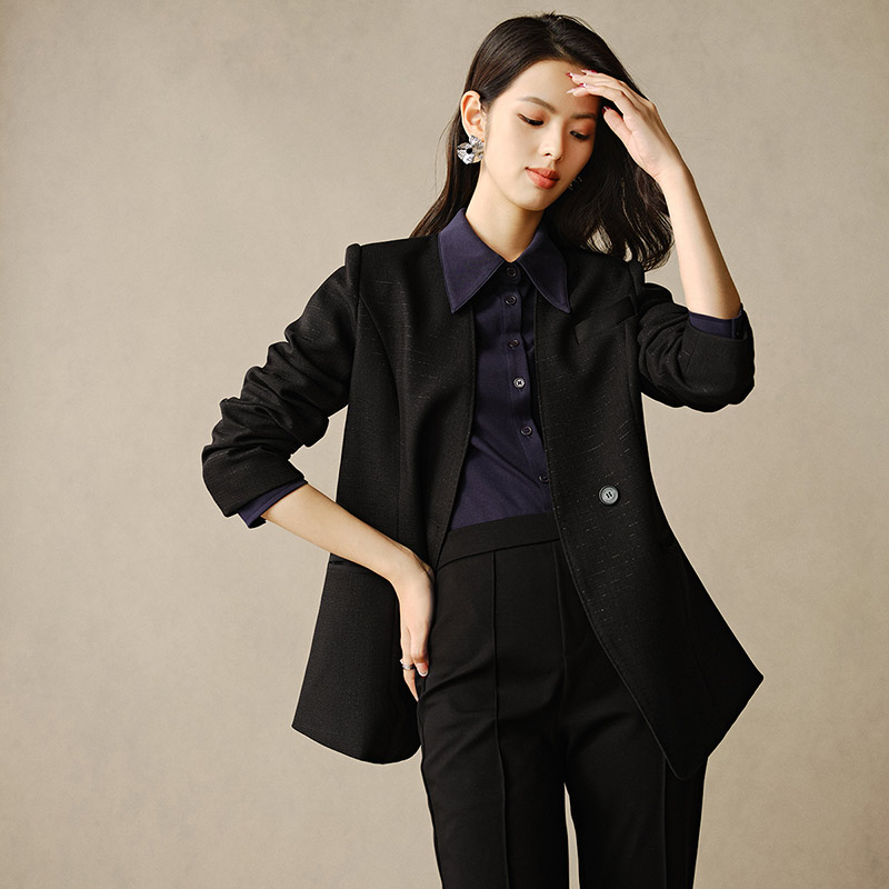 晚白【新品】2025春外套一粒扣西装外套女24121910