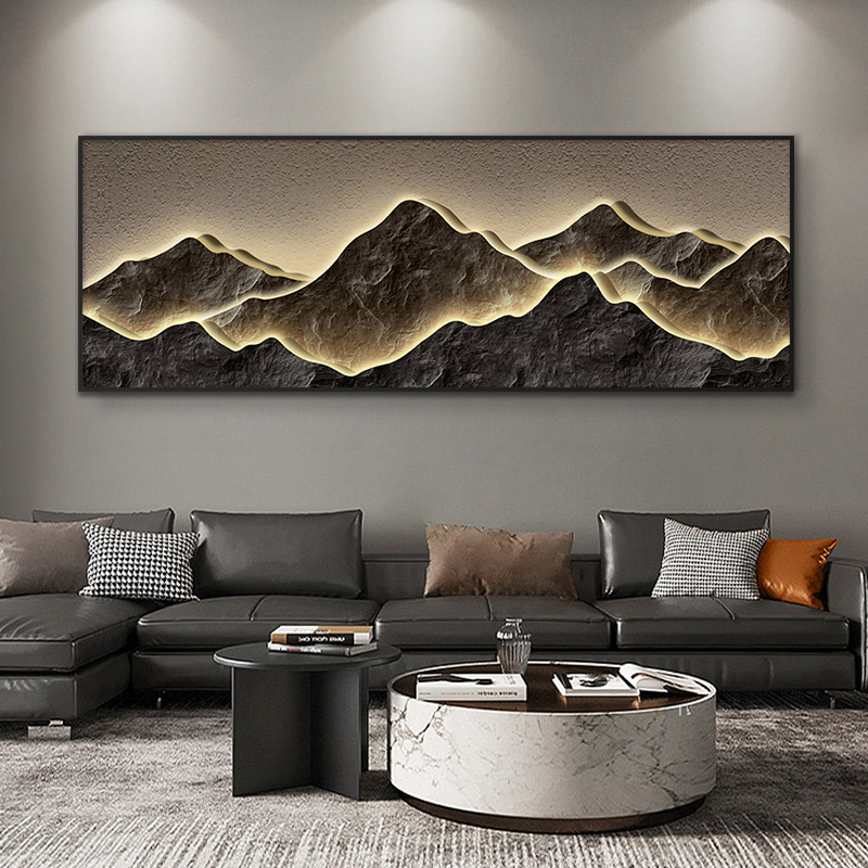 益师傅现代轻奢客厅装饰画高级感大气山水沙发背景墙挂画山70200