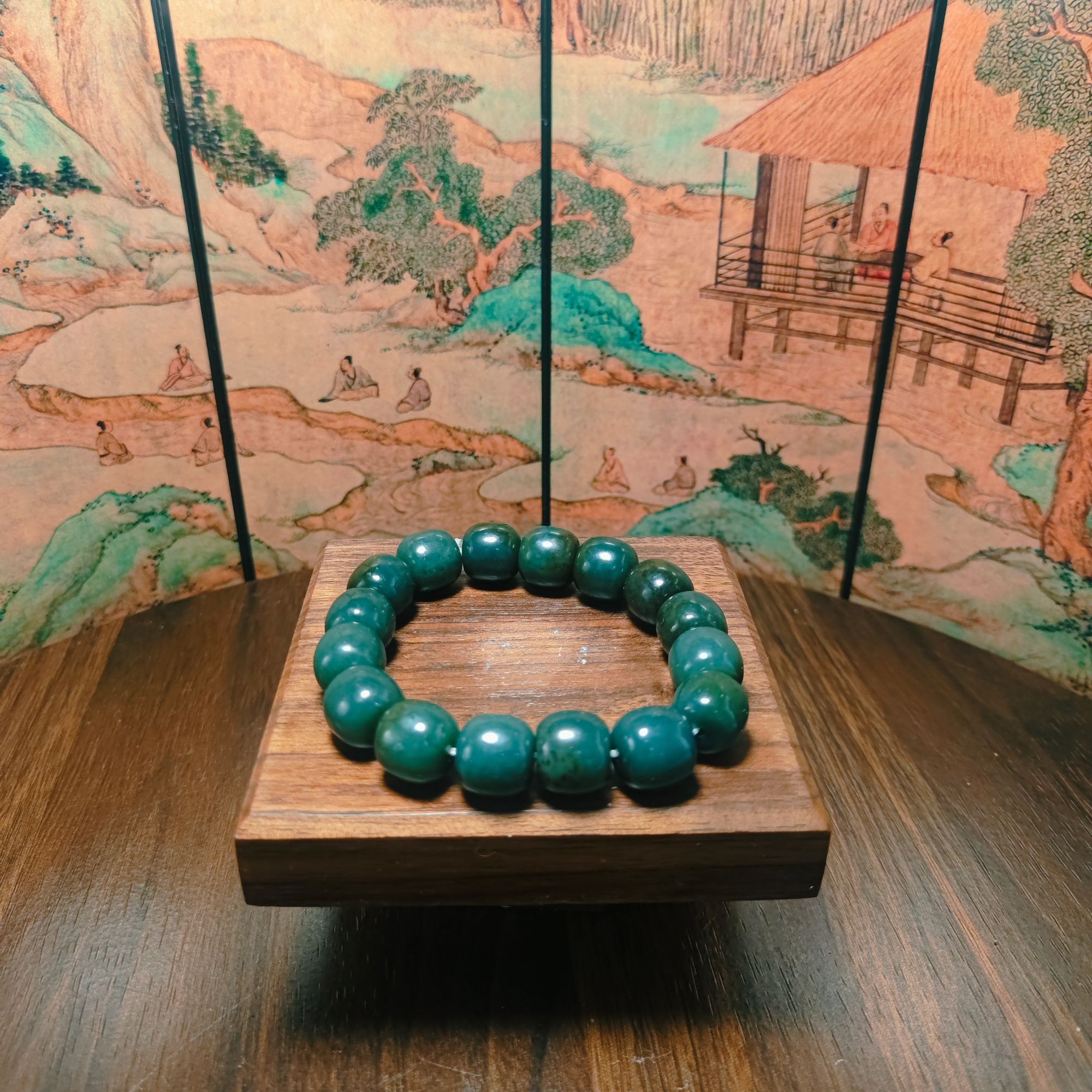 Q和田玉且末桶珠手串（卡14）1150