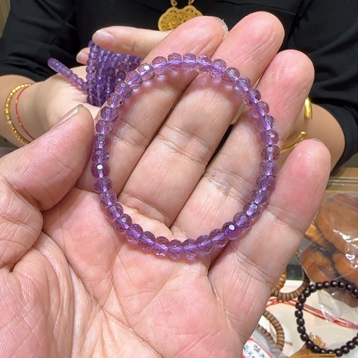 紫色水晶多边形手串