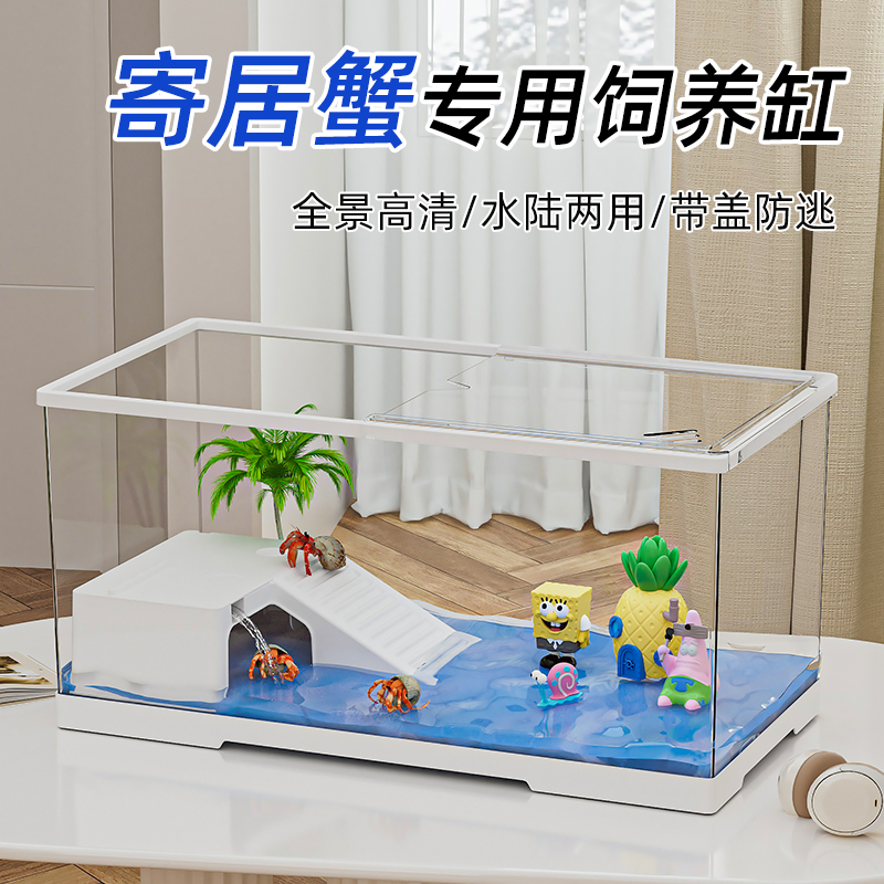 极乐鸟寄居蟹饲养缸桌面透明亚克力高清高透鱼缸套装乌龟缸