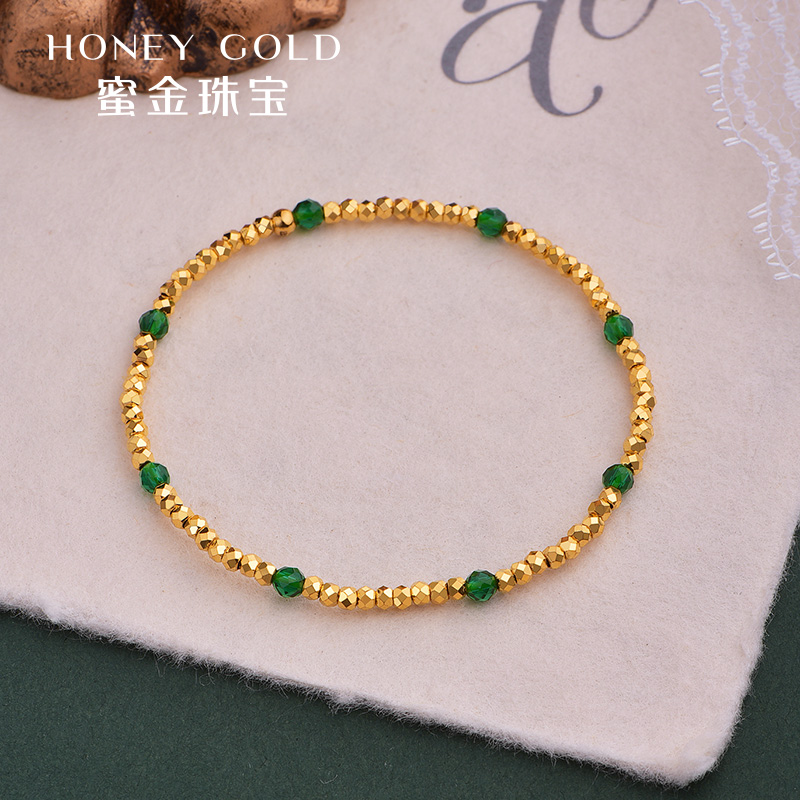 蜜金珠宝仲夏梦黄金手链足金5G蹦迪珠黄金手链HGA1354工费200