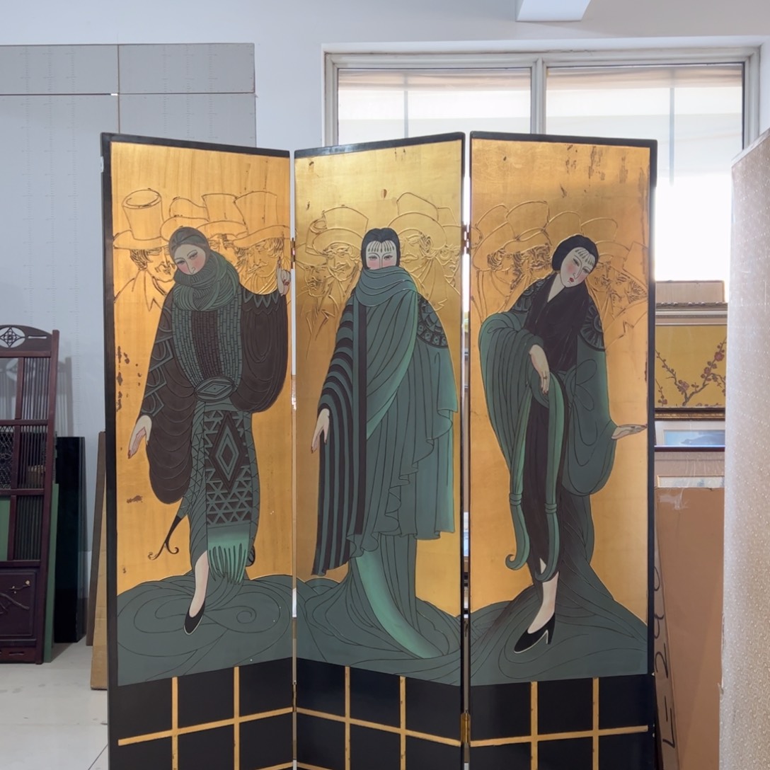 绘画屏风框画茶空间设计