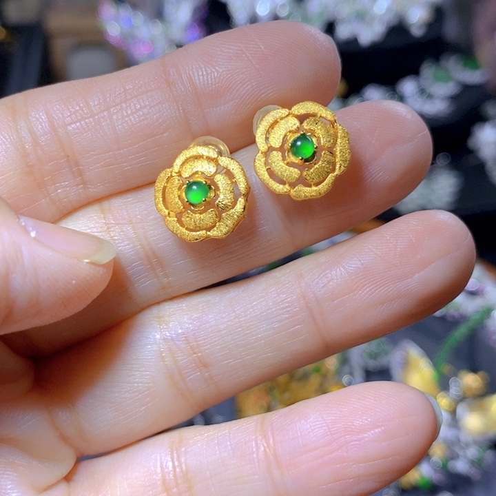 翡翠戒指银S925镶嵌天然翡翠