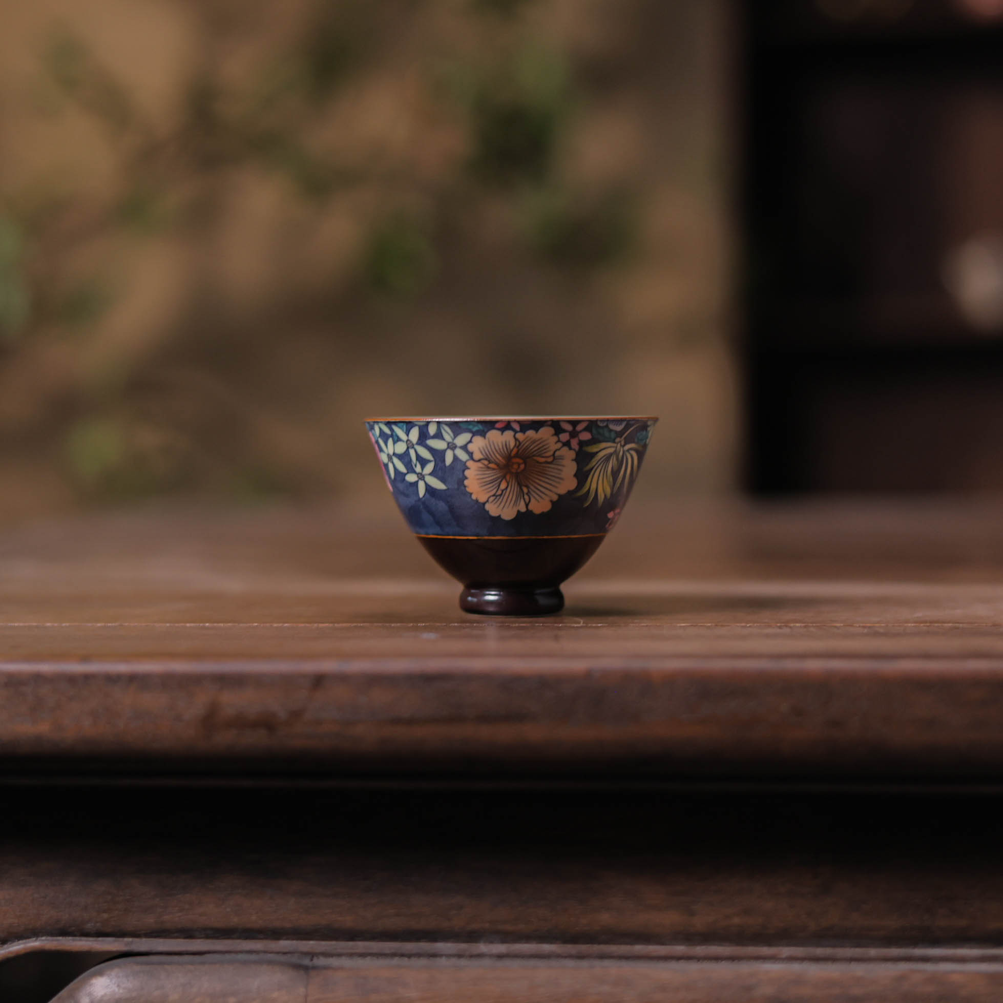 【三山拙垆】 万花鸡心杯（梵田里底款）（拙溪梵田S0298）