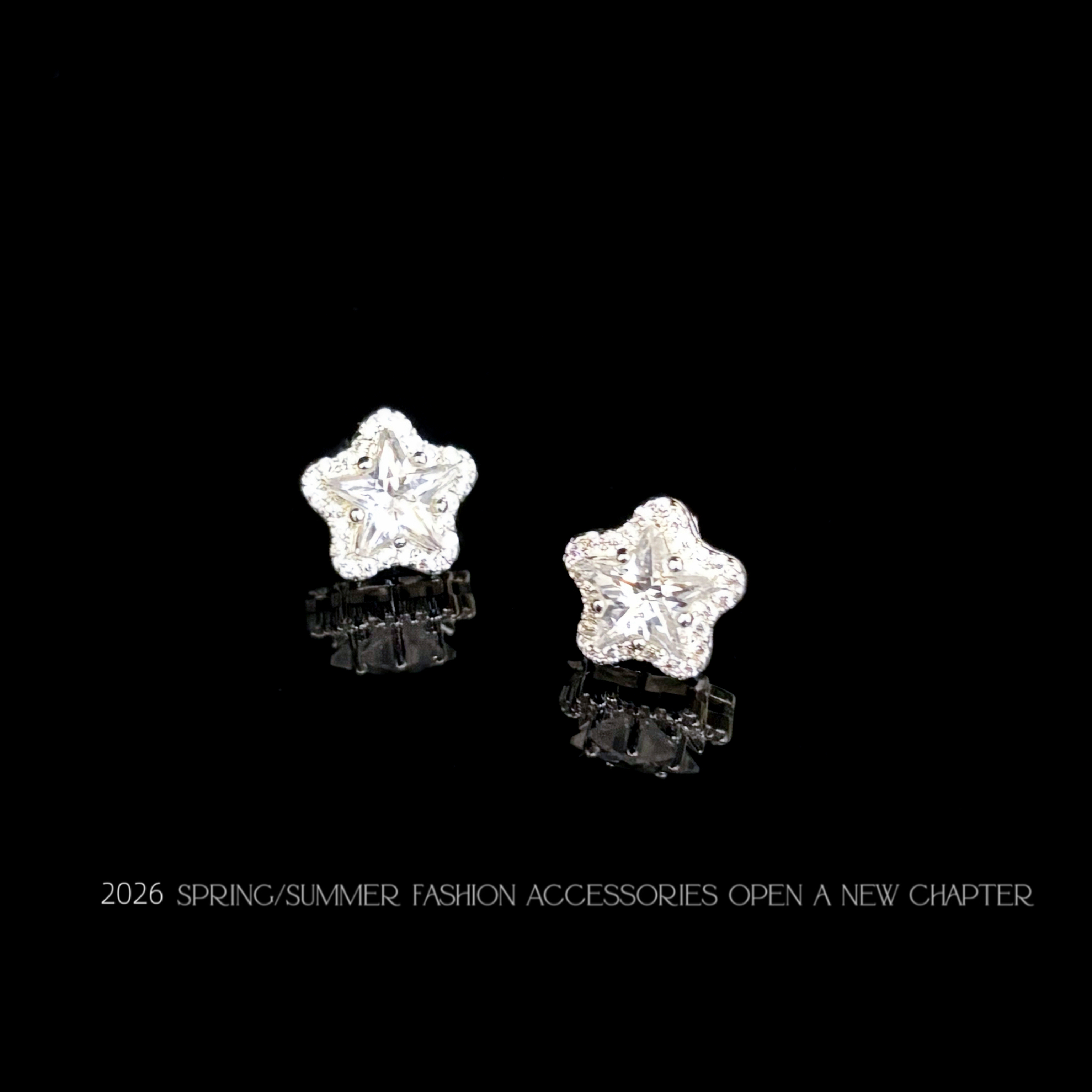 铜合金耳饰 镀白金 2026款G2099【星芒落耳】BOBAOLI 耳钉