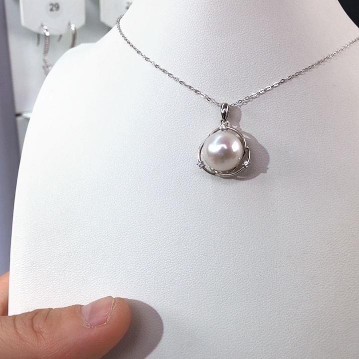 淡水珍珠项链银S925镶嵌用****8