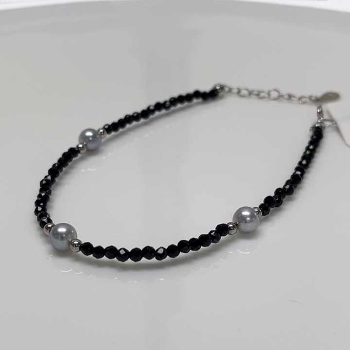 手绳海水珍珠银S925镶嵌真多麻 4-5mm 10号