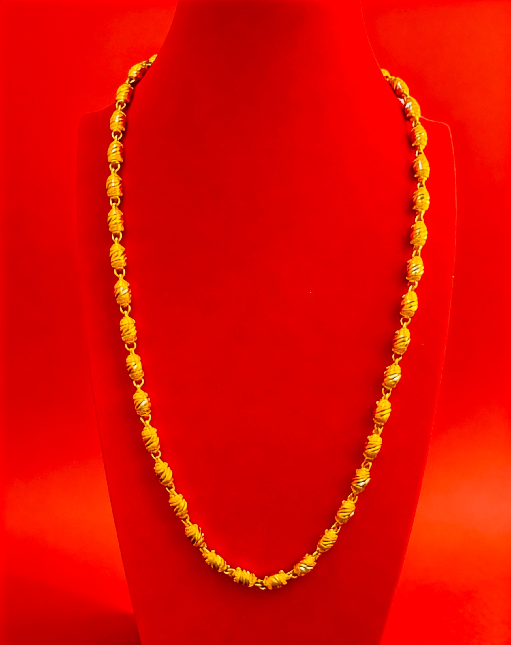 合金项链 实心车花橄榄项链 霸气时尚百搭 男女同款