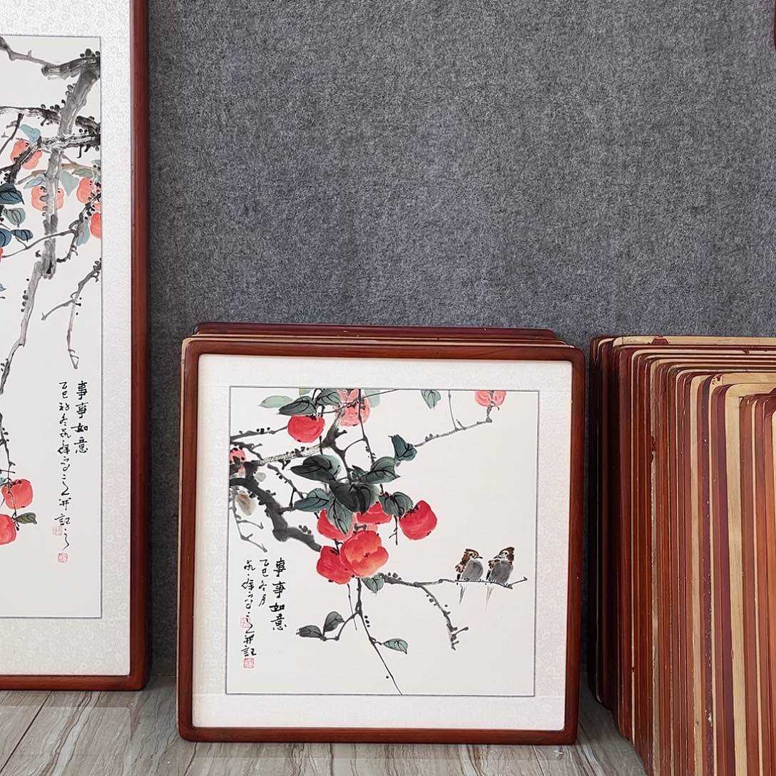 国画书画作品带框63×63