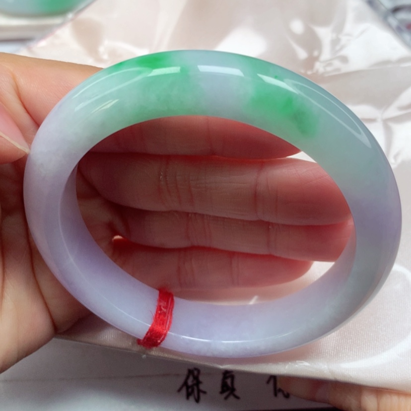 【闪购商品】翡翠手镯未镶嵌冰糯阳绿春彩手镯5859圈15号