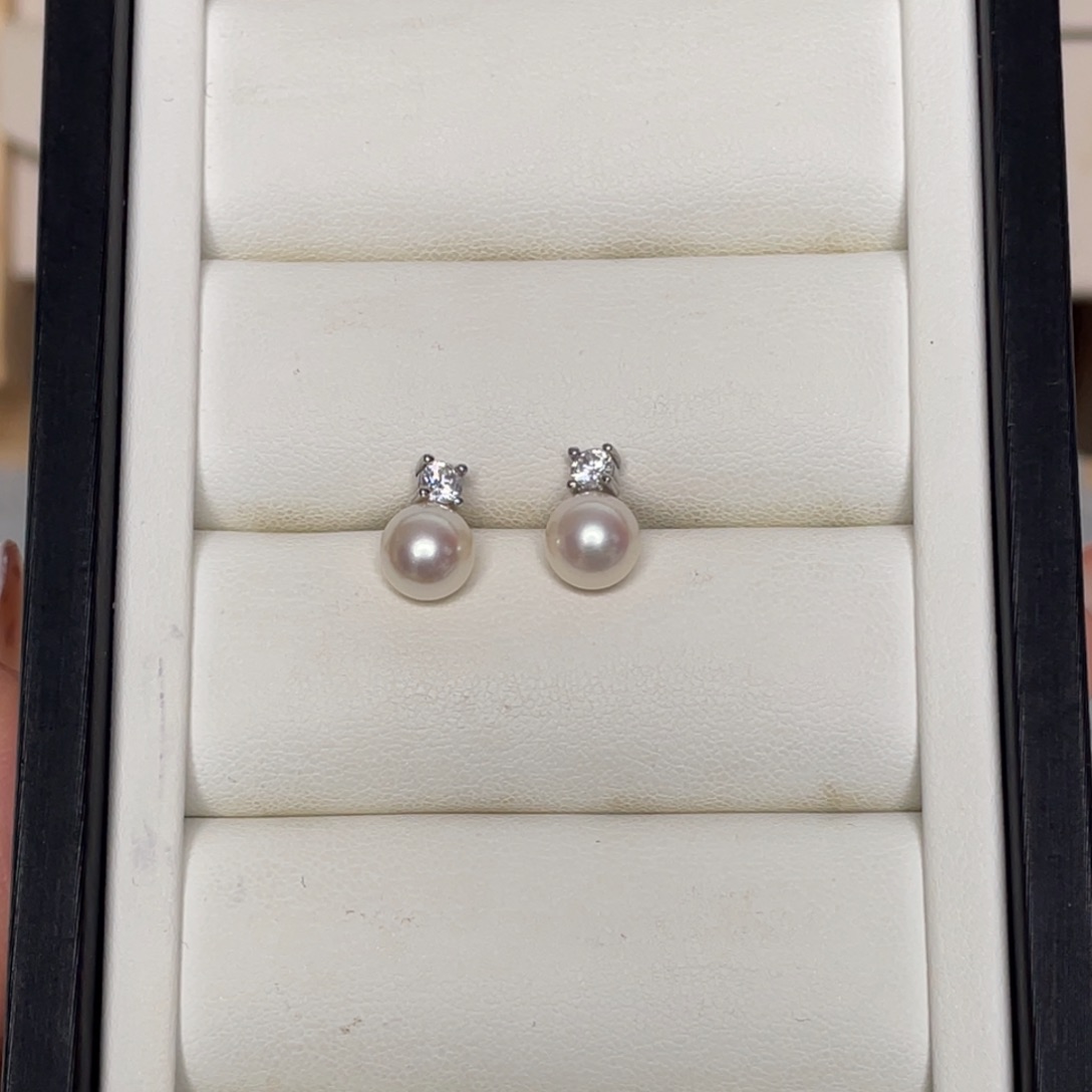 海水珍珠耳饰银S925镶嵌