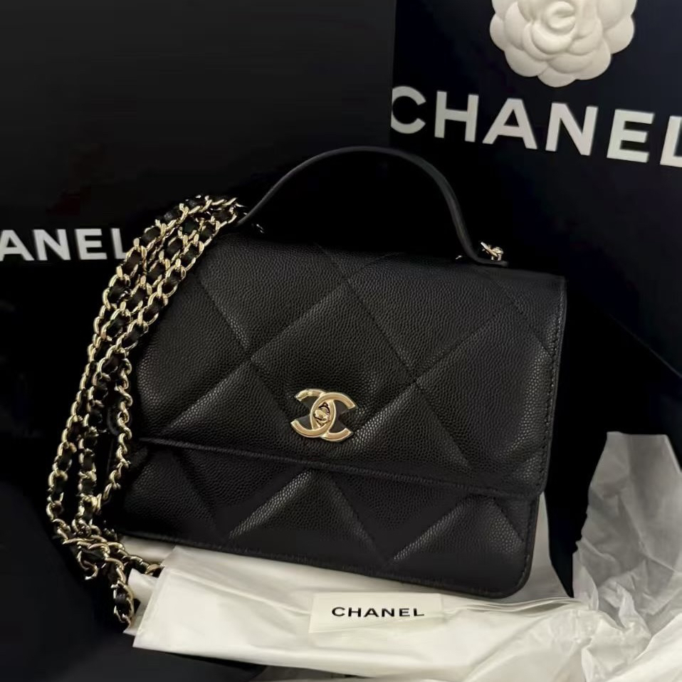 未使用 Chanel/香奈儿 25k 黑金荔枝牛皮三合一 芯片款 双肩包