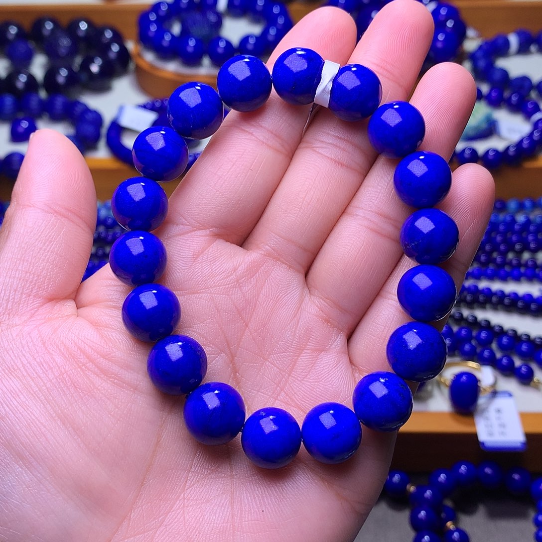 青金石未镶嵌手串11.8m稀有天花板克莱因蓝4188