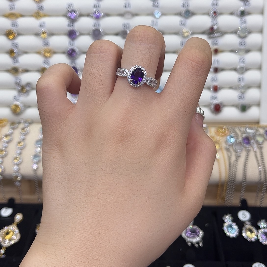 银S925镶嵌戒指紫晶