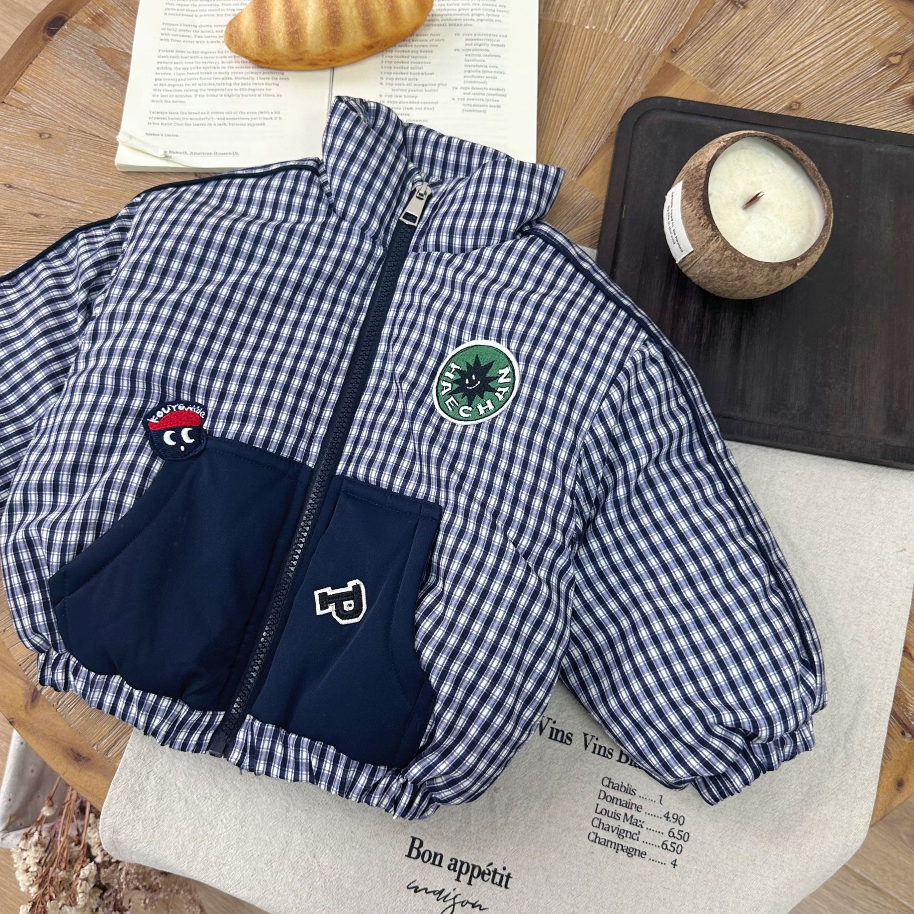 【美式风】QW256336橘止皮男童25秋冬格子超声波压棉夹克棉服外套