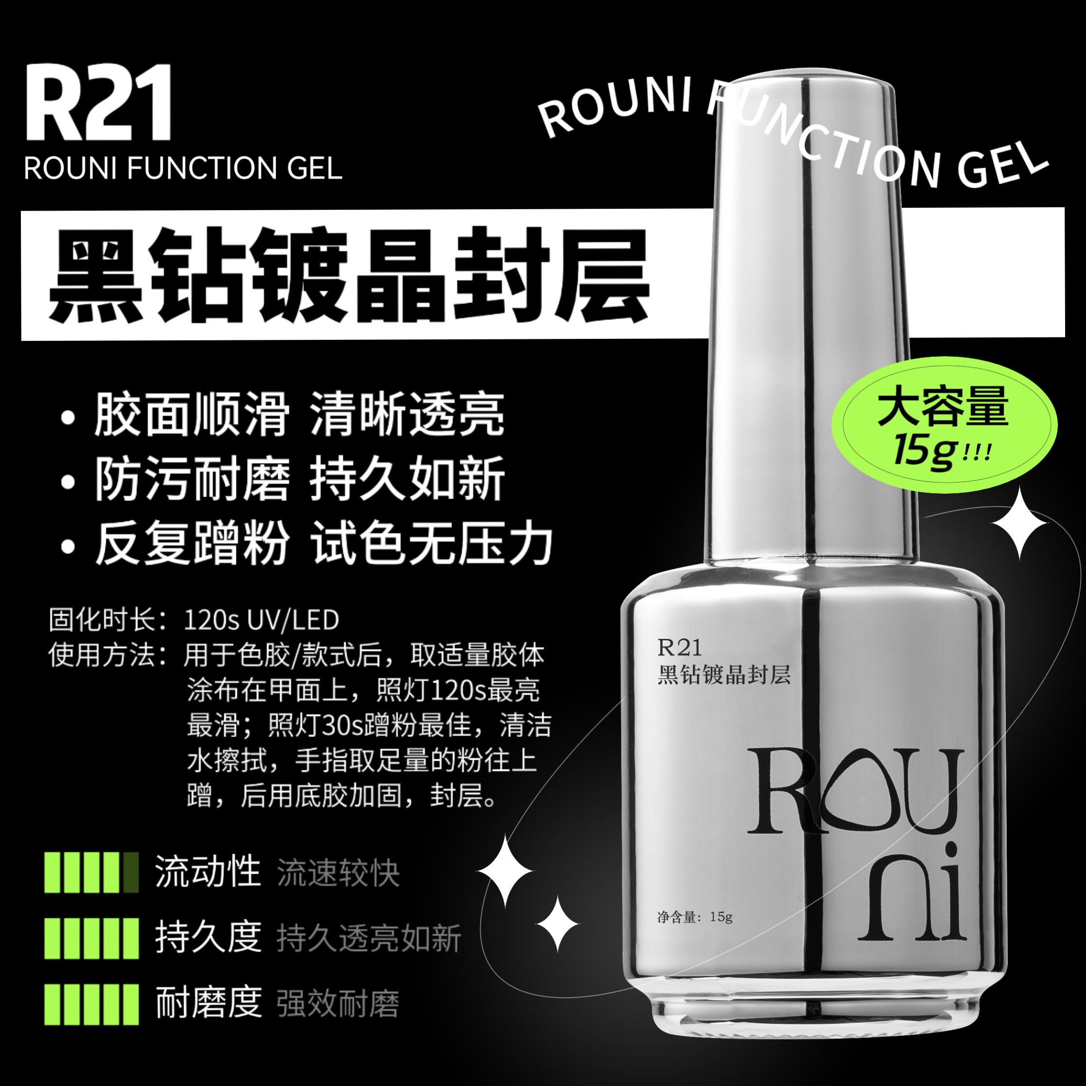 ROUNI NAIL/柔倪高透持久防污耐磨封层