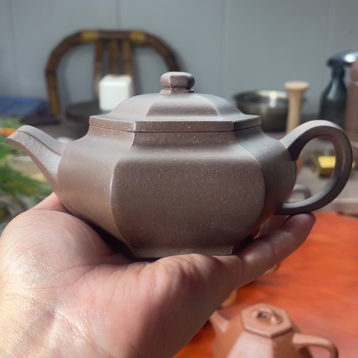 茶壶紫砂大彬六方，紫泥