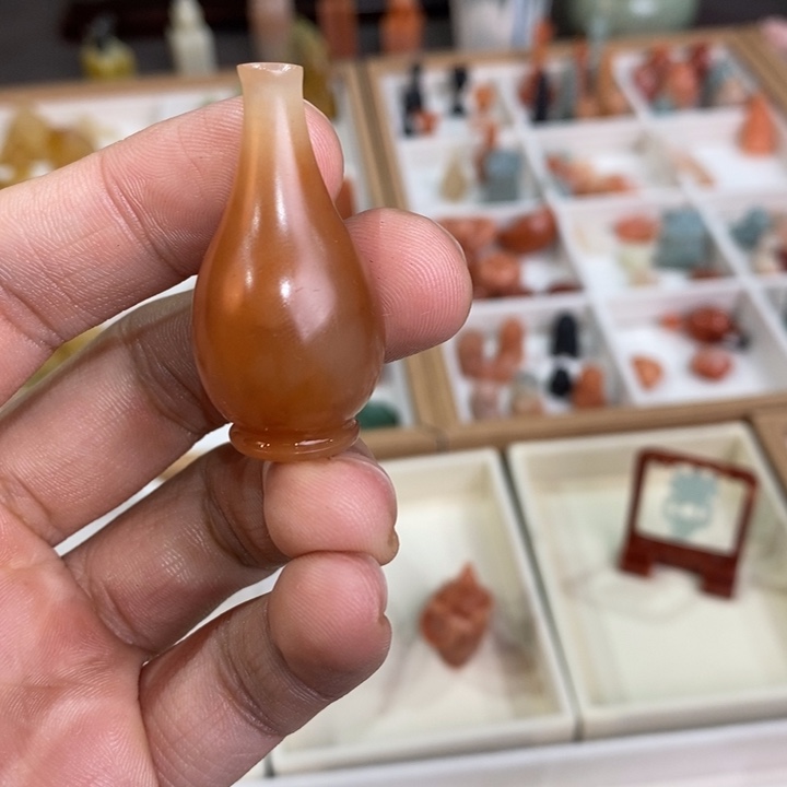 老挝石花瓶香插摆件印章