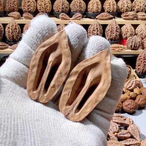 文玩核桃把件开半